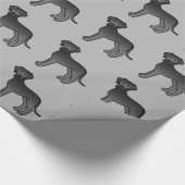 Papier Cadeau Motif Black Great Dane Dog Sur Grey (Coin)
