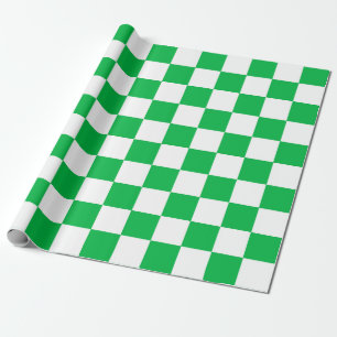 Papier Cadeau Motif blanc À damiers blanc vert