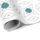 Papier Cadeau Motif blanc à points verts (Coin rond)