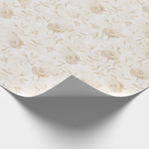 Papier Cadeau Motif blanc beige Rose floral élégant