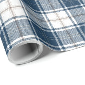 Papier Cadeau Motif blanc bleu d'écossais de plaid de tartan (Coin rond)