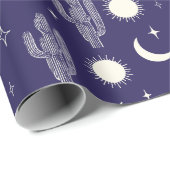 Papier Cadeau Motif blanc Cactus (Coin rond)