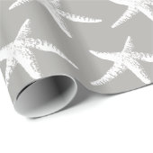 Papier Cadeau Motif blanc côtier d'étoiles de mer (Coin rond)