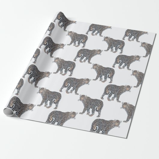 Papier Cadeau Motif blanc d'animal léopard simple (Déroulé)
