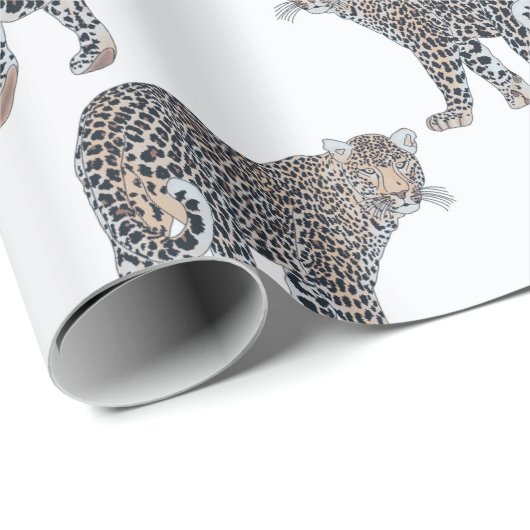 Papier Cadeau Motif blanc d'animal léopard simple (Coin rond)
