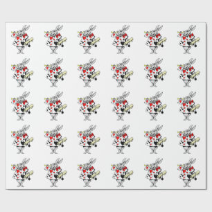 PAPIER CADEAU MOTIF BLANC DE LAPIN D'ALICE AU PAYS DES