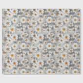 Papier Cadeau Motif blanc de marguerites (Plat)