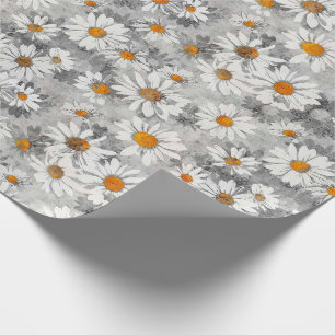 Papier Cadeau Motif blanc de marguerites