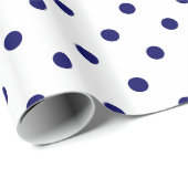 Papier Cadeau Motif blanc de tache de point de polka de bleu (Coin rond)