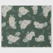 Papier Cadeau Motif blanc floral de Noël moderne (Plat)