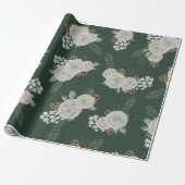 Papier Cadeau Motif blanc floral de Noël moderne (Déroulé)