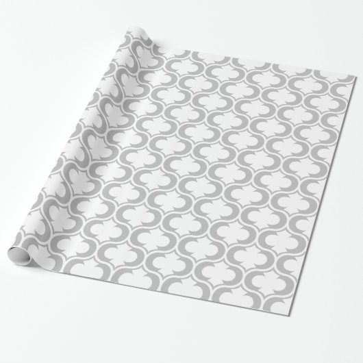 Papier Cadeau Motif blanc gris-clair élégant de trellis (Déroulé)