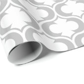 Papier Cadeau Motif blanc gris-clair élégant de trellis (Coin rond)