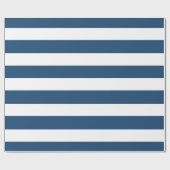 Papier Cadeau Motif blanc moderne de rayures de bleu marine (Plat)