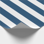 Papier Cadeau Motif blanc moderne de rayures de bleu marine (Coin)