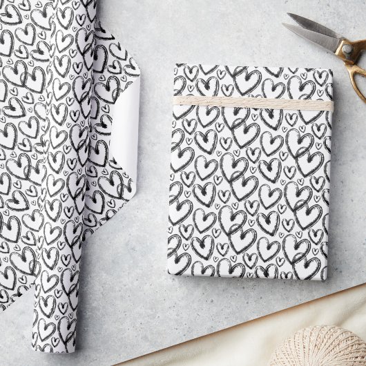 Papier Cadeau Motif blanc noir de couleur moderne