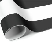 Papier Cadeau Motif blanc noir moderne de rayures (Coin rond)