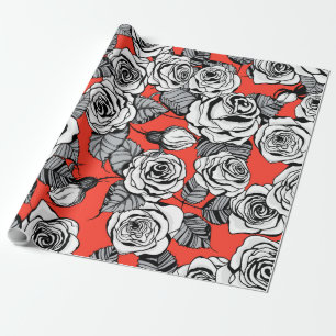 Papier Cadeau Motif blanc roses