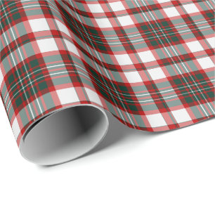 Papier Cadeau Motif blanc, vert-foncé, et rouge de plaid de No