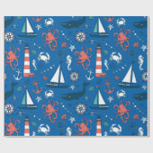 Papier Cadeau Motif bleu blanc et orange (Plat)