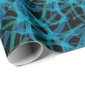 Papier Cadeau Motif bleu d'abrégé sur la Science de brins d'ADN (Coin rond)