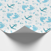 Papier Cadeau Motif bleu de bébé nautique (Coin)