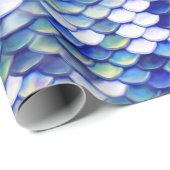 Papier Cadeau Motif bleu de peau de sirène (Coin rond)