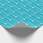 Papier Cadeau Motif bleu de poissons d'océan de plage (Coin)