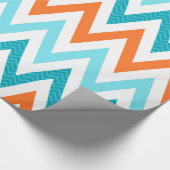 Papier Cadeau Motif bleu de zigzag d'Aqua orange moderne de (Coin)
