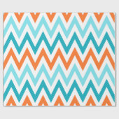 Papier Cadeau Motif bleu de zigzag d'Aqua orange moderne de (Plat)