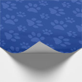 Papier Cadeau Motif bleu d'empreinte de patte de chien (Coin)