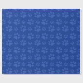 Papier Cadeau Motif bleu d'empreinte de patte de chien (Plat)