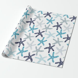 Papier Cadeau Motif bleu d'étoiles de mer