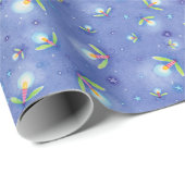 Papier Cadeau Motif bleu d'insecte de luciole (Coin rond)