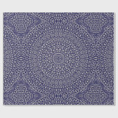 Papier Cadeau Motif bleu-foncé d'aquarelle de tache de mandala (Plat)