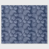 Papier Cadeau Motif bleu-foncé élégant de Paisley (Plat)