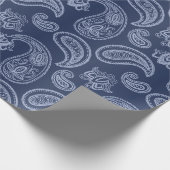 Papier Cadeau Motif bleu-foncé élégant de Paisley (Coin)