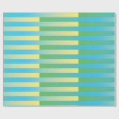 Papier Cadeau Motif bleu jaune vert rayé (Plat)