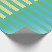 Papier Cadeau Motif bleu jaune vert rayé (Coin)