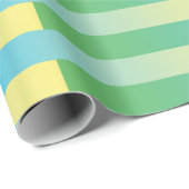 Papier Cadeau Motif bleu jaune vert rayé (Coin rond)