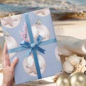 Papier Cadeau Motif bleu poussiéreux de l'ornement rose Sea Star