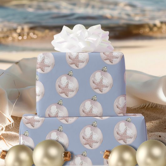 Papier Cadeau Motif bleu poussiéreux de l'ornement rose Sea Star
