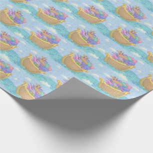 Papier Cadeau Motif bleu turquoise de Noah's Ark Animals