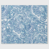 Papier Cadeau Motif Blue Boho Paisley (Plat)
