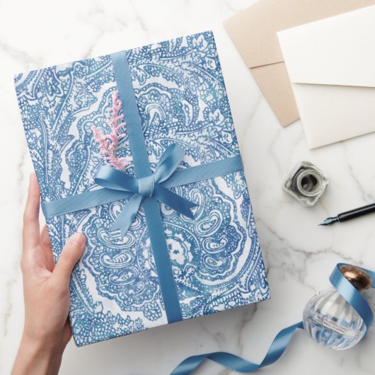 Papier Cadeau Motif Blue Boho Paisley (Cadeaux)
