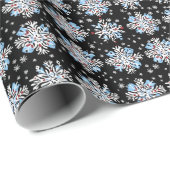 Papier Cadeau Motif Blue Snowflake (Coin rond)