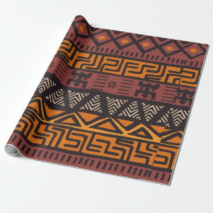 Papier Cadeau Motif bohème de couleur ethnique tribale avec géno