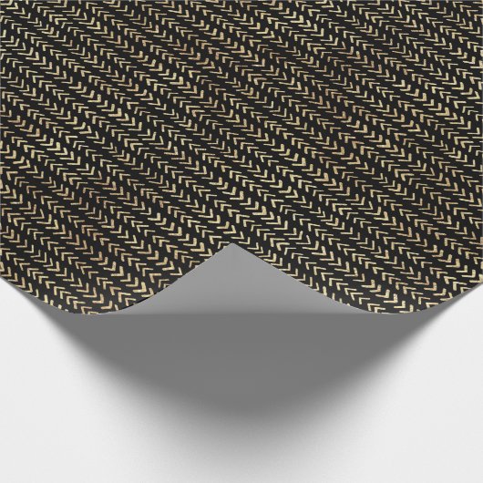 Papier Cadeau Motif Bohemian Gold Chevron en noir (Coin)