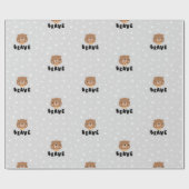 Papier Cadeau Motif Boho animal de l'ours des bois (Plat)