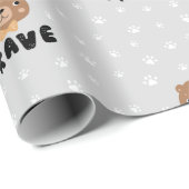 Papier Cadeau Motif Boho animal de l'ours des bois (Coin rond)